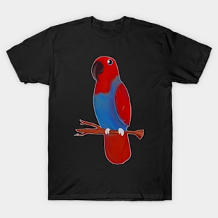 Red Eclectus Parrot Bird Drawing T-Shirt